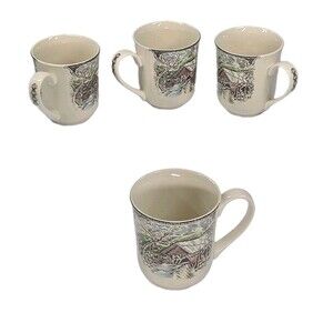 Johnson Brothers Coffee Mugs The Friendly Village Brown England Set of Four